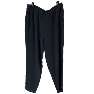 Eileen Fisher Womens‎ Pull On Tapered Leg Silk Pant Grey 2X Classic High Rise